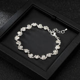 Retro Hollow Rhinestone Flower Bracelet Women