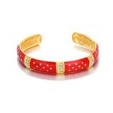 Ethnic Enamel Zircon Cuff Bracelet for Women Vintage Stainless Steel Jewelry