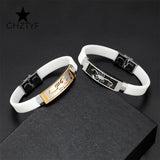 Silicone Bracelet Scorpion Charm Stainless Steel Cuff Accessory