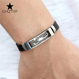 Silicone Bracelet Scorpion Charm Stainless Steel Cuff Accessory