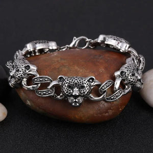 Punk Stainless Steel Wolf Head Bracelet Men Cuff Bracelets