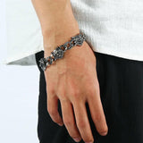 Punk Stainless Steel Wolf Head Bracelet Men Cuff Bracelets