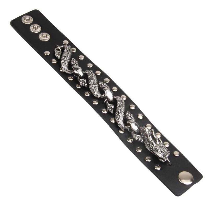 Punk PU Leather Bracelet Wide Wristband for Unisex