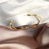 Twisted Women Bracelet: Thin Open Cuff Metal Bangle