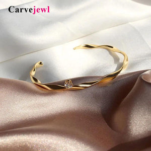 Twisted Women Bracelet: Thin Open Cuff Metal Bangle