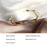Twisted Women Bracelet: Thin Open Cuff Metal Bangle
