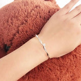 Twisted Women Bracelet: Thin Open Cuff Metal Bangle