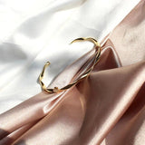 Twisted Women Bracelet: Thin Open Cuff Metal Bangle