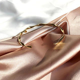 Twisted Women Bracelet: Thin Open Cuff Metal Bangle