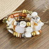 Boho Beaded Cuff Bracelet for Women Natural Stone Adjustable Bangle