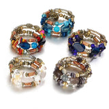 Boho Beaded Cuff Bracelet for Women Natural Stone Adjustable Bangle