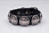 Western Metal America Coin Concho Leather Bracelet Cuff