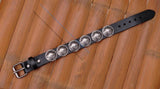 Western Metal America Coin Concho Leather Bracelet Cuff