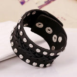 Punk Rock Men's Leather Bracelet Brown Cuff Jewelry