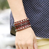 Punk Rock Men's Leather Bracelet Brown Cuff Jewelry
