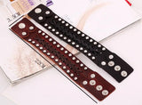 Punk Rock Men's Leather Bracelet Brown Cuff Jewelry