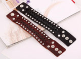 Punk Rock Men's Leather Bracelet Brown Cuff Jewelry