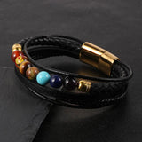 Men's 7 Chakra Stone Bead Leather Bracelet