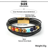Men's 7 Chakra Stone Bead Leather Bracelet