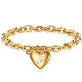 Stainless Steel Initial Letter Charm Bracelet for Women