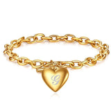 Stainless Steel Initial Letter Charm Bracelet for Women