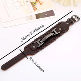 Vintage Punk Leather Bracelet 2 & Brown Clasp Multilayer Braid Rope Bracelet