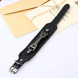 Vintage Punk Leather Bracelet 2 & Brown Clasp Multilayer Braid Rope Bracelet