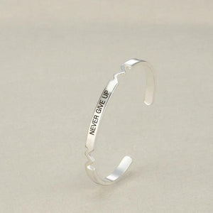 Engraved NEVER GIVE UP Cuff Bracelet Suicide Awareness Jewelry