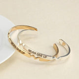 Engraved NEVER GIVE UP Cuff Bracelet Suicide Awareness Jewelry