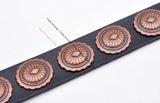 Western Antique Copper Tribal Flower Concho Leather Bracelet