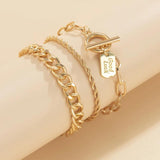 Vintage Square Letter Engraving Pendant Bracelet Men Girls Jewelry
