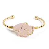 Quartz Open Cuff Bangle Natural Crystal Stone Bracelet Jewelry for Women