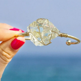 Quartz Open Cuff Bangle Natural Crystal Stone Bracelet Jewelry for Women