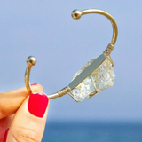 Quartz Open Cuff Bangle Natural Crystal Stone Bracelet Jewelry for Women