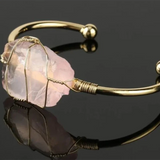 Quartz Open Cuff Bangle Natural Crystal Stone Bracelet Jewelry for Women
