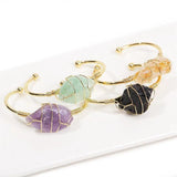 Quartz Open Cuff Bangle Natural Crystal Stone Bracelet Jewelry for Women