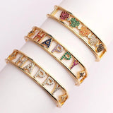 Rainbow CZ HAPPY Letter Cuff Bracelet For Women