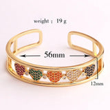 Rainbow CZ HAPPY Letter Cuff Bracelet For Women