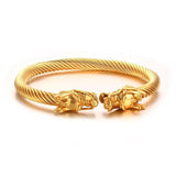 Dragon Accents Thick Cable Cuff Bracelet Men