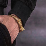 Dragon Accents Thick Cable Cuff Bracelet Men
