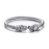 Dragon Accents Thick Cable Cuff Bracelet Men