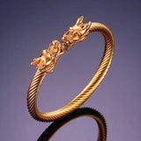 Dragon Accents Thick Cable Cuff Bracelet Men
