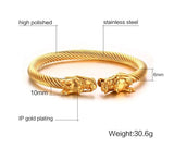 Dragon Accents Thick Cable Cuff Bracelet Men
