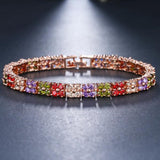 Rose Zircon Flower Bracelet for Women, Graduation Gift