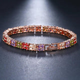 Rose Zircon Flower Bracelet for Women, Graduation Gift