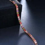 Rose Zircon Flower Bracelet for Women, Graduation Gift