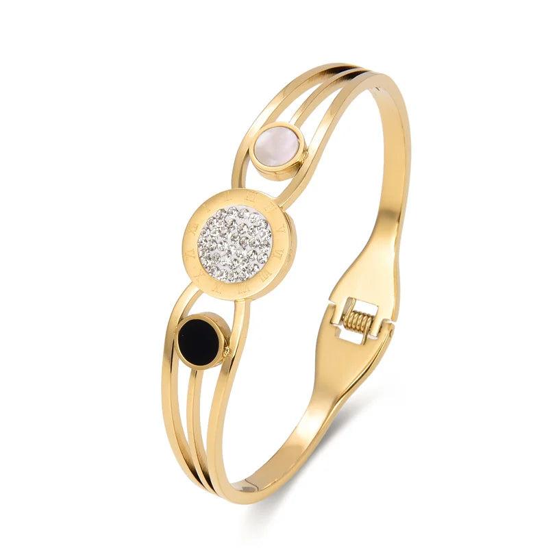 Stainless Steel CZ Bangle Bracelet Wedding Jewelry