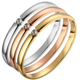 CZ Rose Bangles Stainless Steel Cuff Bracelet Wedding Gift