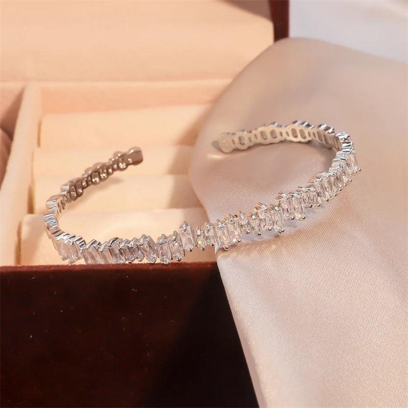 Geometric CZ Chain Bracelet for Women Wedding Party