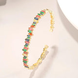 Geometric CZ Chain Bracelet for Women Wedding Party